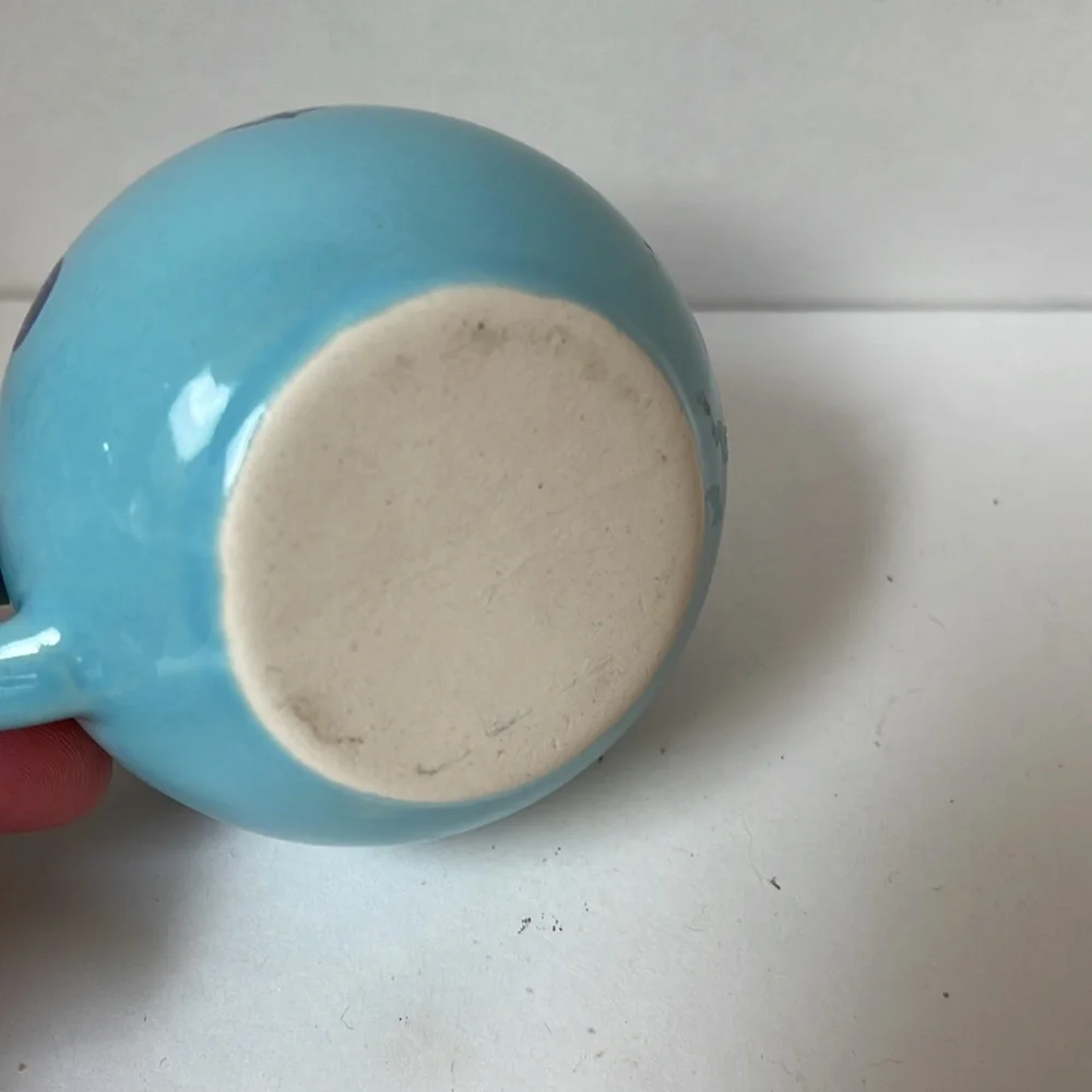 Vintage creamer Tiffany blue with cobalt blue floral design